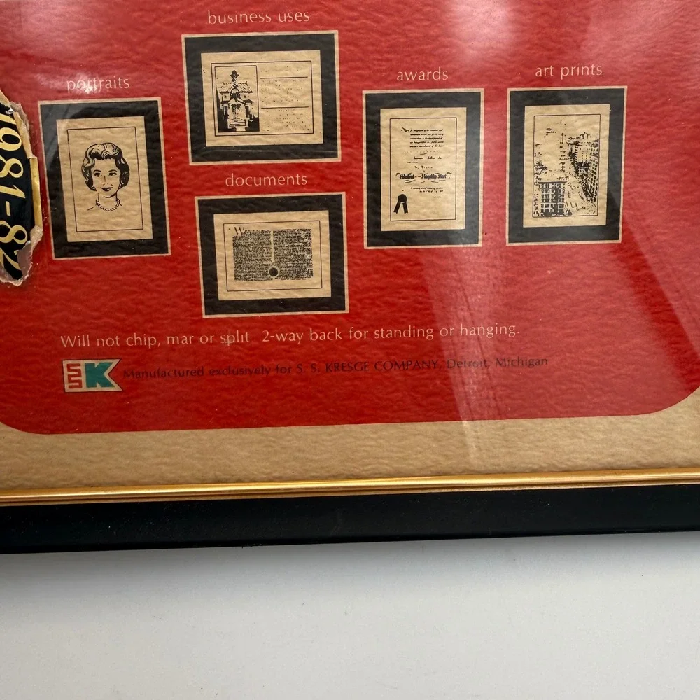 Vintage Kmart 1981-82 All Purpose Frame 8.5x11 Black Gold Trim S.S. Kresge Co